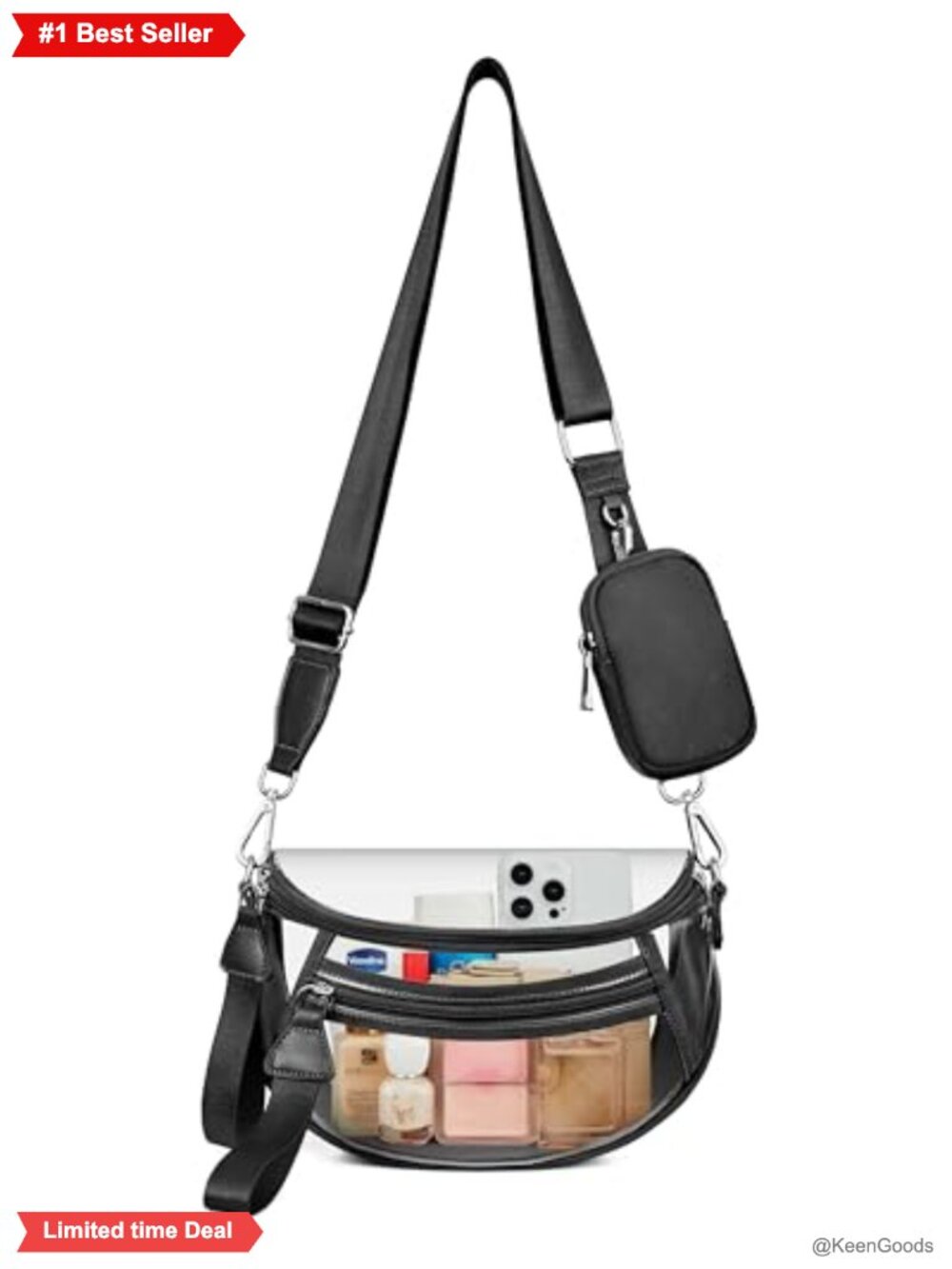 Clear PVC Checkered Crossbody Bag Stadium Approved